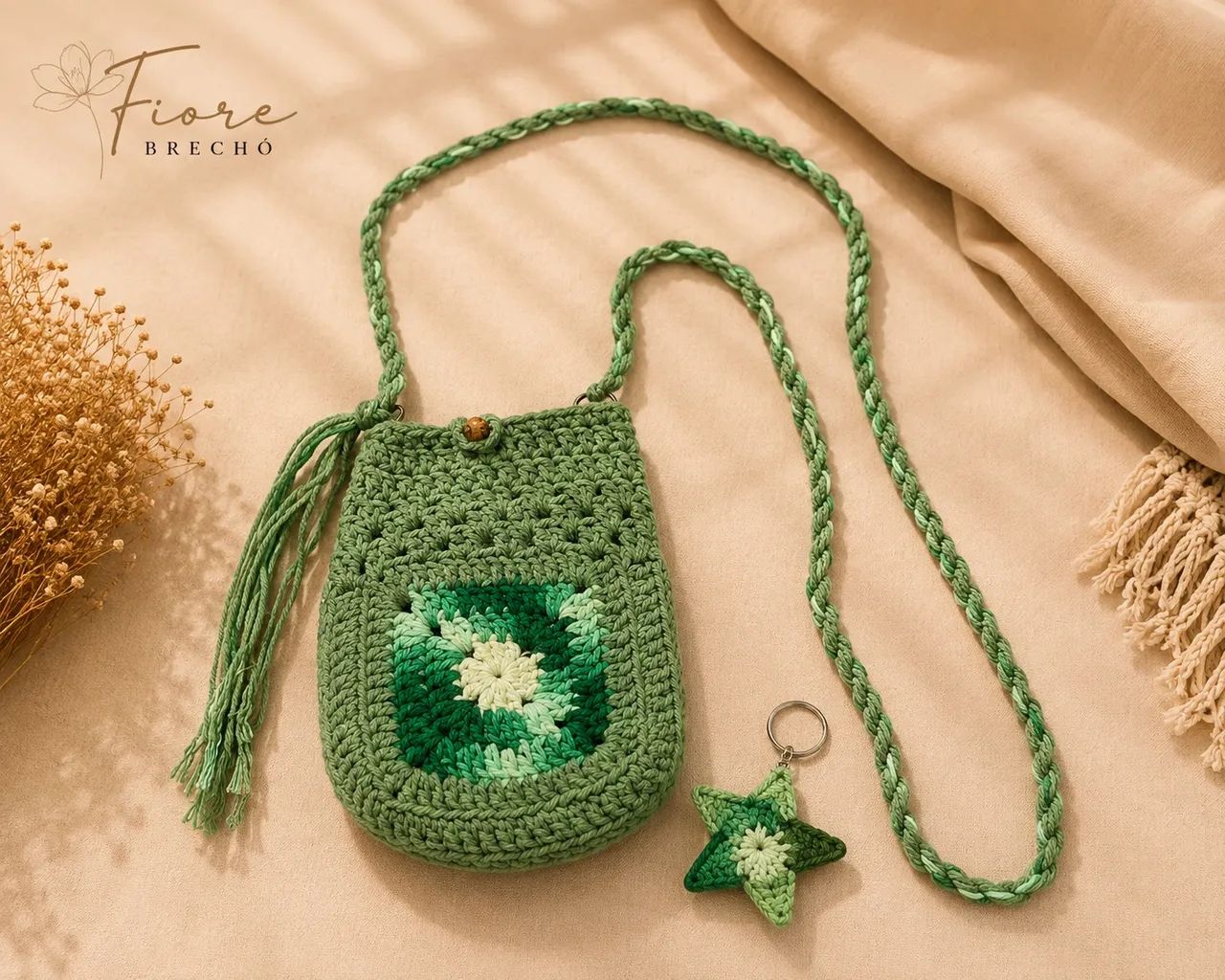 Bolsa de crochê verde