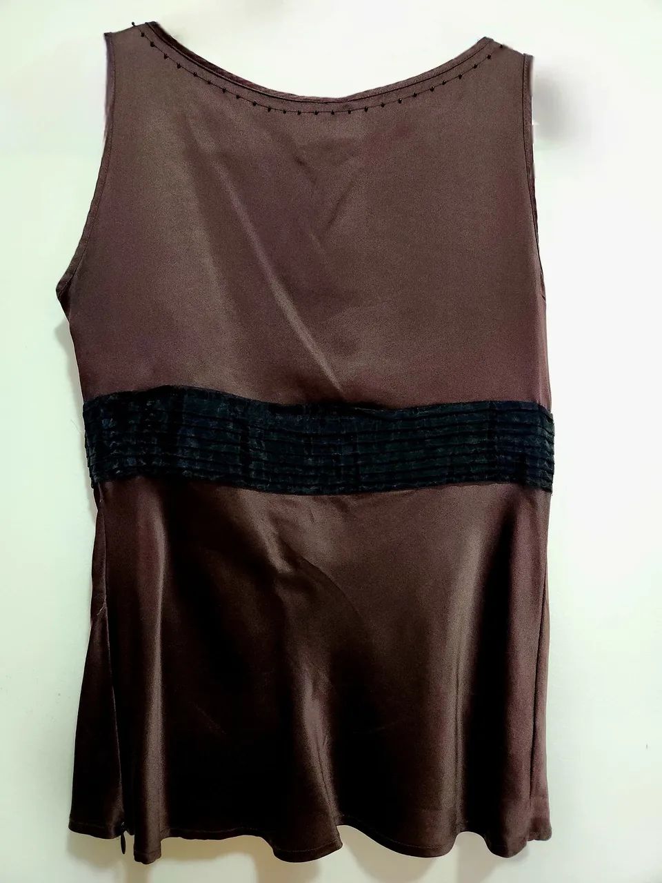 blusa mango seda pura chocolate - Foto 5