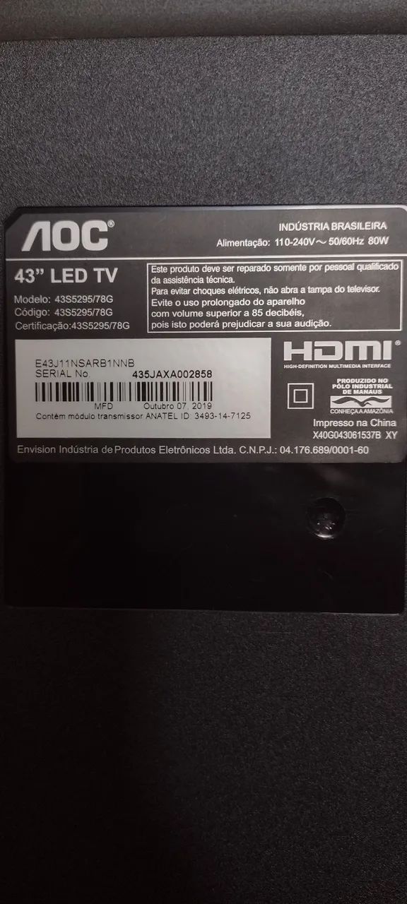 Tv AOC 43 polegadas, com defeito na imagem, preço negociável !  - Foto 5