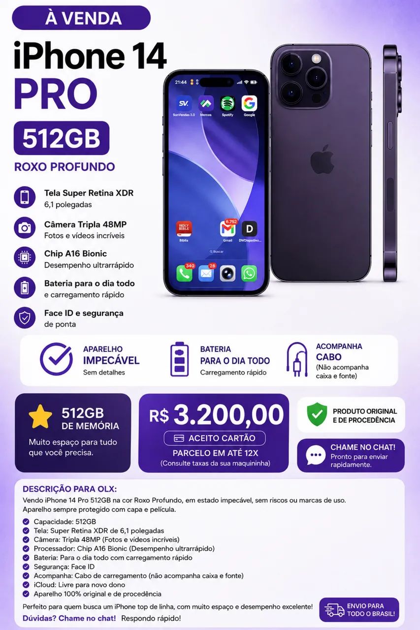 iPhone 14 Pro 512Gb - Celulares e Smartphones - Jardim Imperial