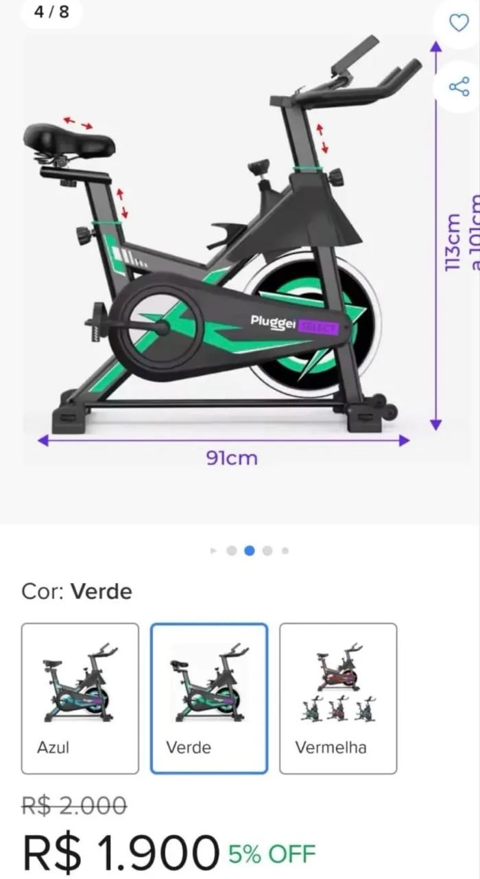 Bicicleta Ergométrica Spinning Pluggei Select (Nova na Caixa) - Desconto - Foto 2