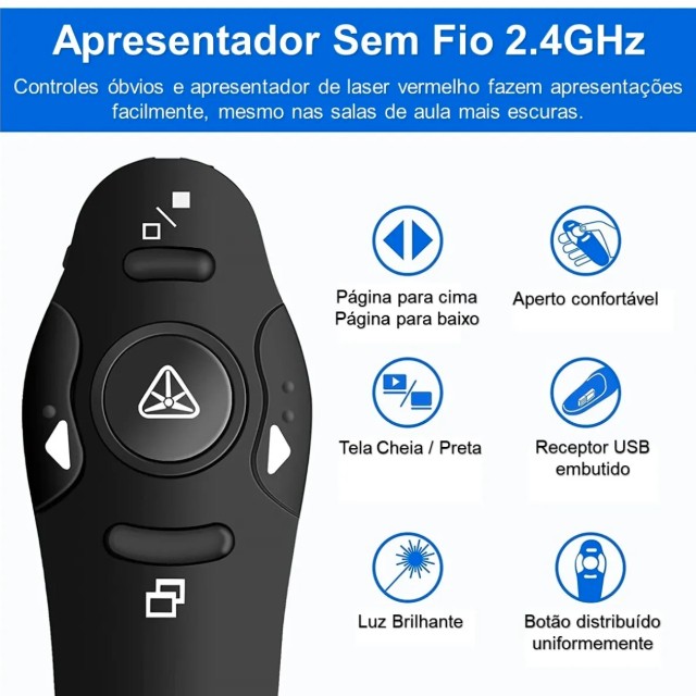 Apresentador de Slide Apontador Laser Controle Sem Fio AGold - Foto 4