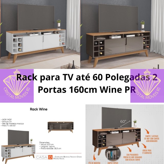 Rack TVs até 60 Polegadas 2 Portas Wine PR