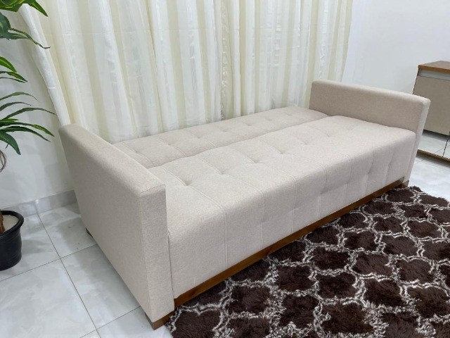 Sofá Cama Feeling 2.10m Bege Até 12x - Frete Grátis  - Foto 2