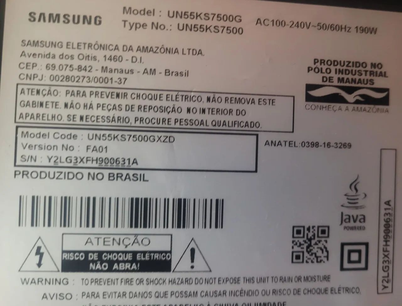 PLACAS TV Samsung UN55KS7500G 55 polegadas - Nova