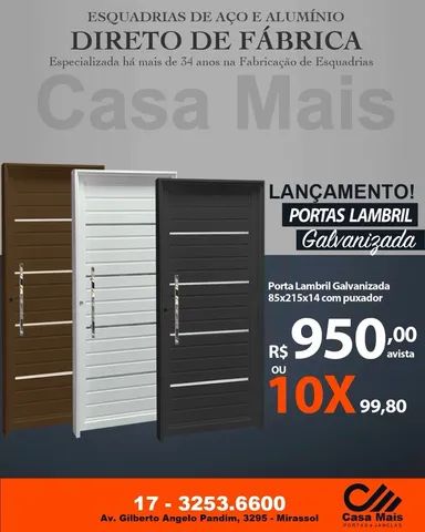 Portas Lambril Galvanizada Direto da Fabric