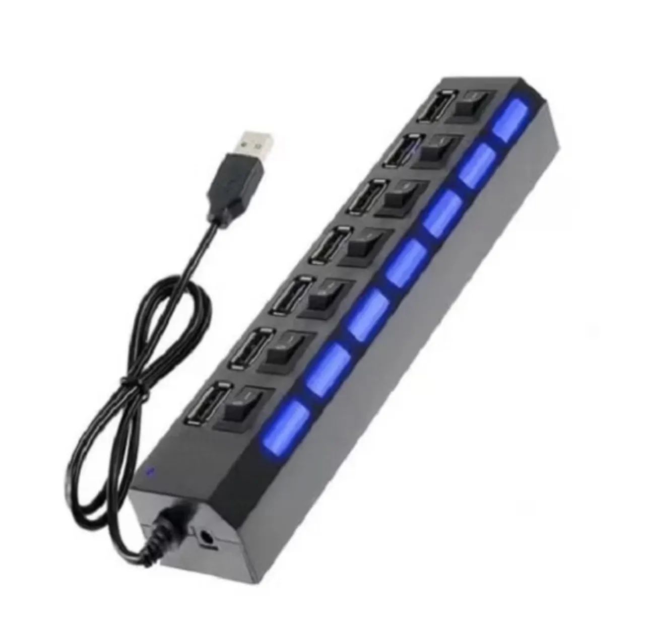 Hub USB 7 Portas com LED Azul
