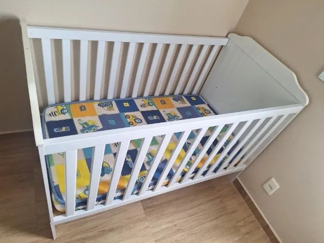 Berço Mini Cama Branco com colchão 