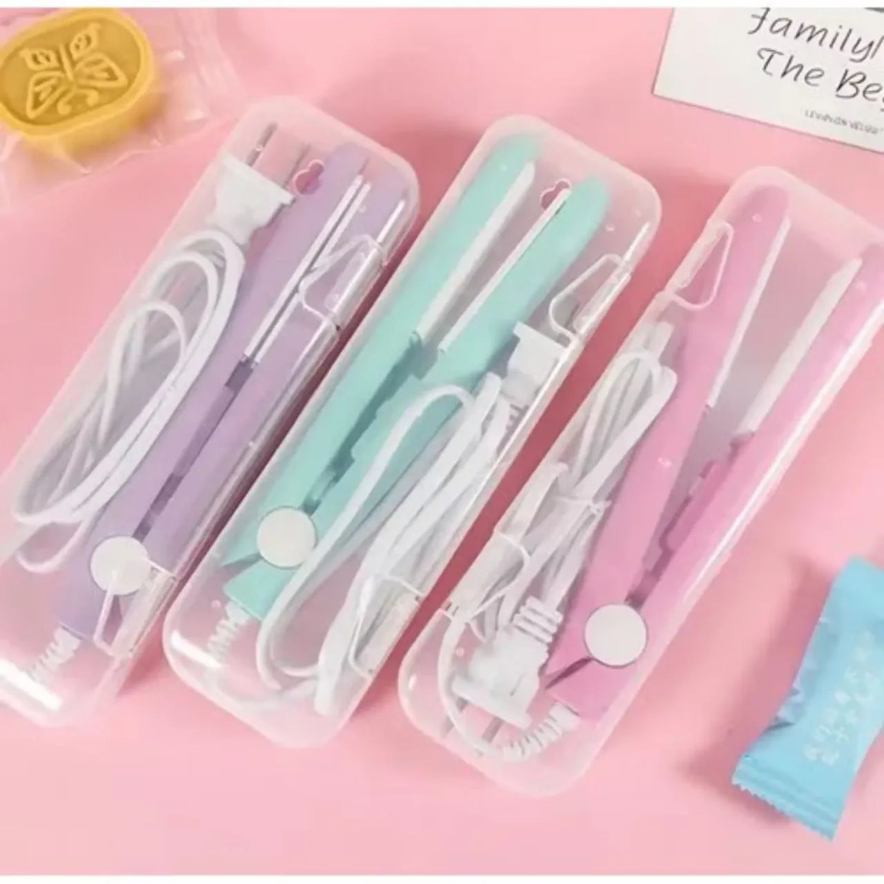 Mini Chapinha Prancha De Cabelo Portátil Com Case Transporte Bivolt Estojo