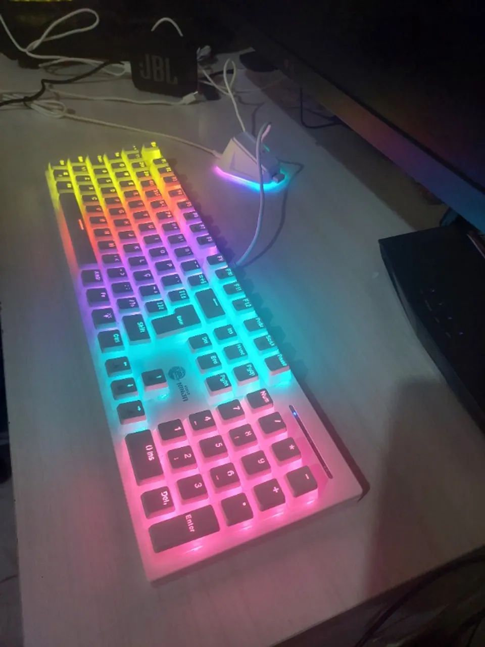 Teclado Mecânico Gamer Ninja Leap Pudim, Switch Blue, Rainbow