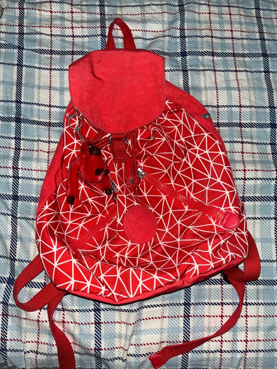 Kipling rosa salmão vibrante com fecho extra