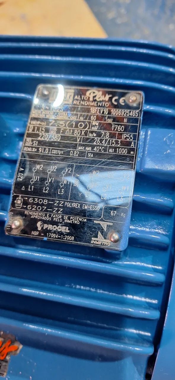 Motor elétrico trifásico 10 cv rpm 1760 baixa rotação 4 polos. - Foto 6