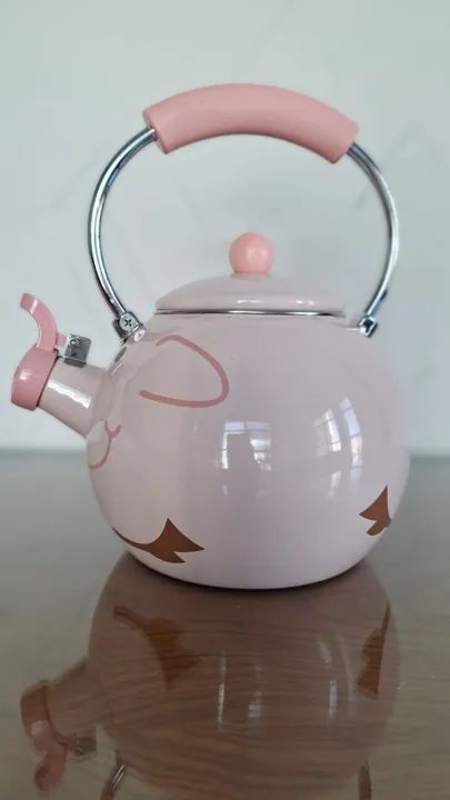 CHALEIRA DE PORQUINHO ROSA ESMALTADA COM APITO 2,2 LITROS - Foto 6