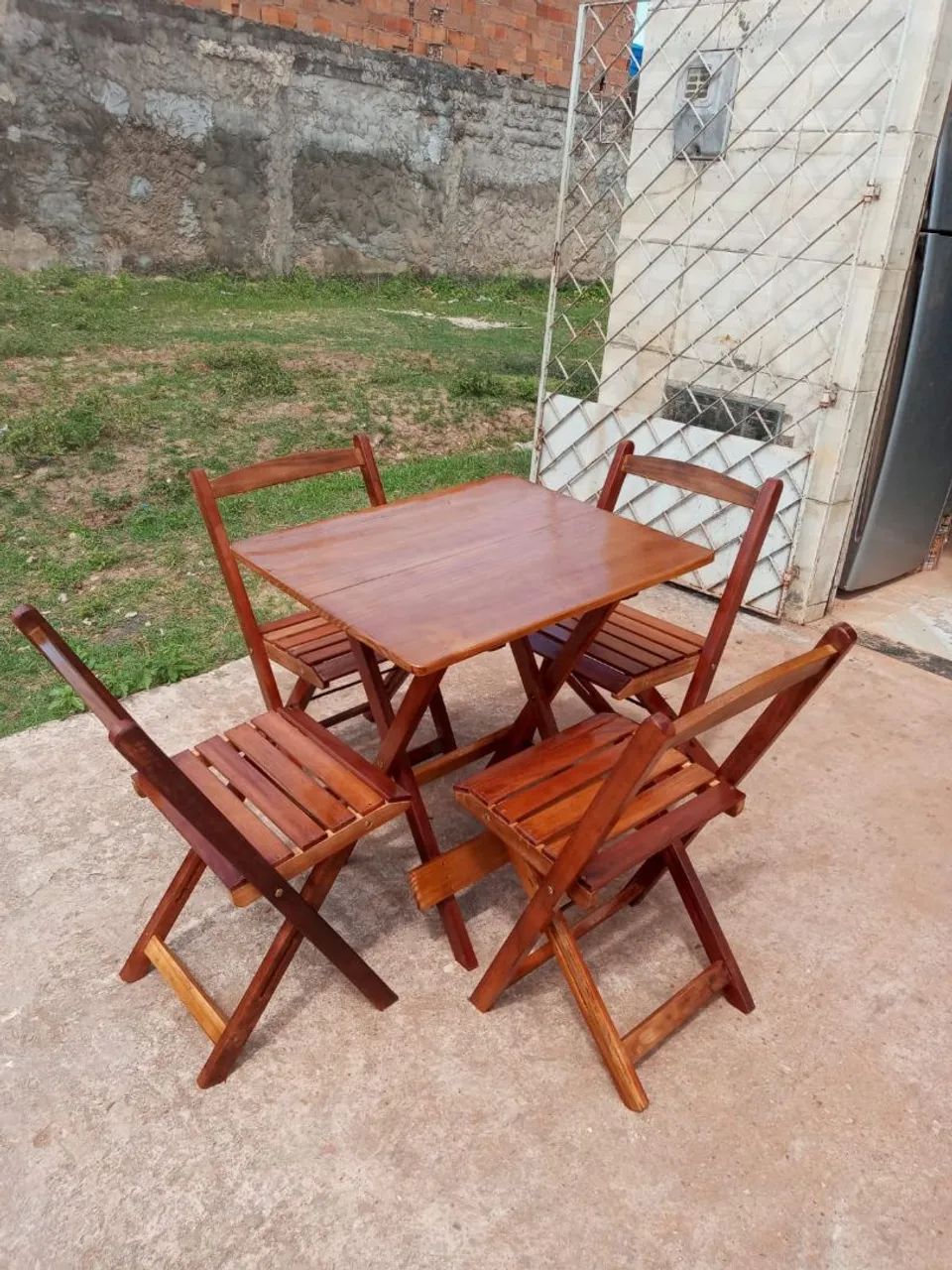 Conjuntos de mesa e cadeiras dobráveis em madeira - Foto 5