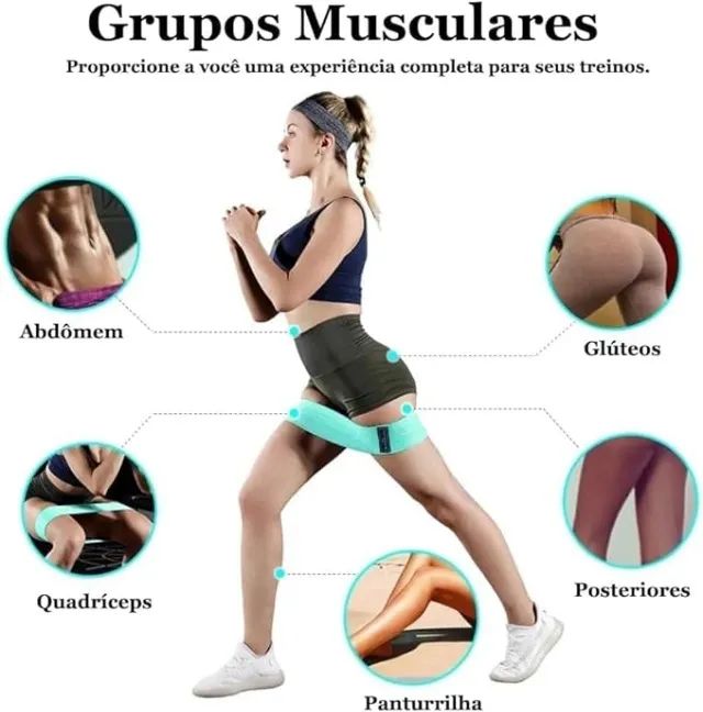 Kit 4 Faixas Elásticas para Exercícios/Peças revestidas com tecido premium/4 intensidades - Foto 3