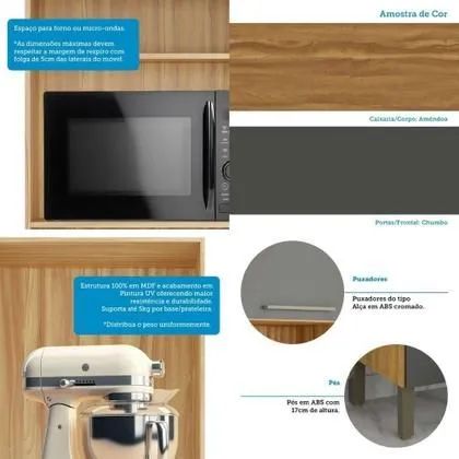 Paneleiro Para Cozinha Com 2 Portas 100% MDF Carmenere Amendoa/Chumbo Ronipa<br><br> - Foto 3