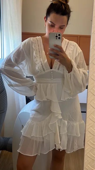 Vestido branco estilo boho chic