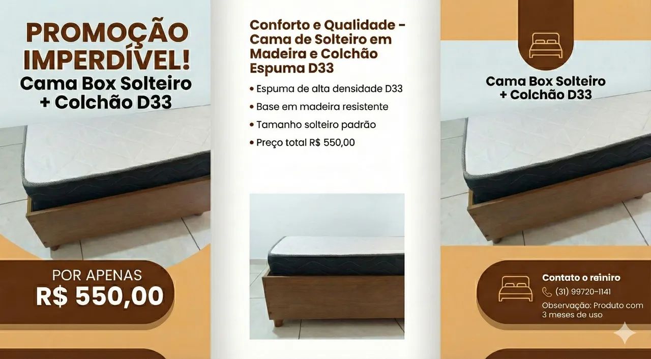 Cama de solteiro + Colchão D33
