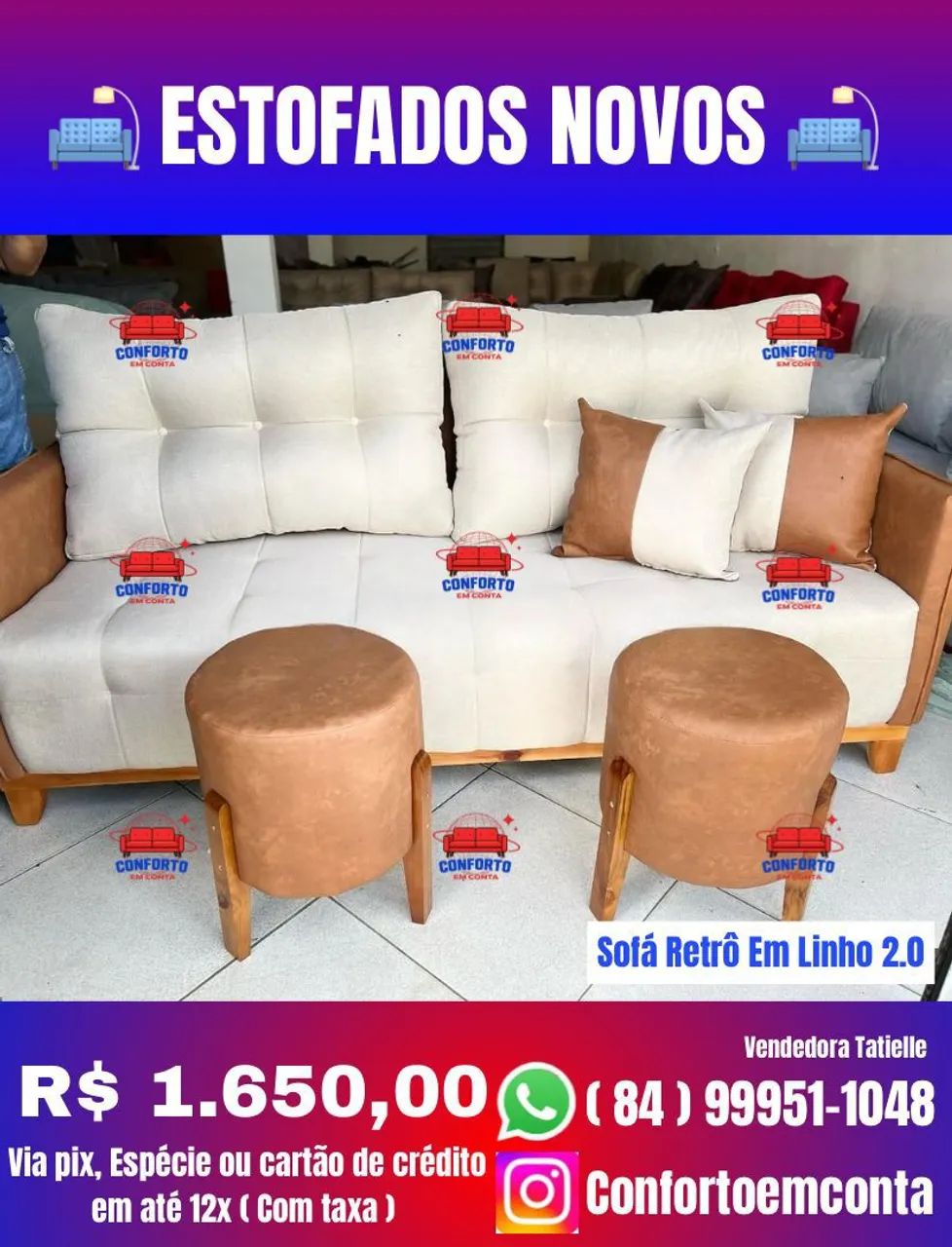 Sofá Retrô Em Linho 2.0 - Conforto e Estilo!