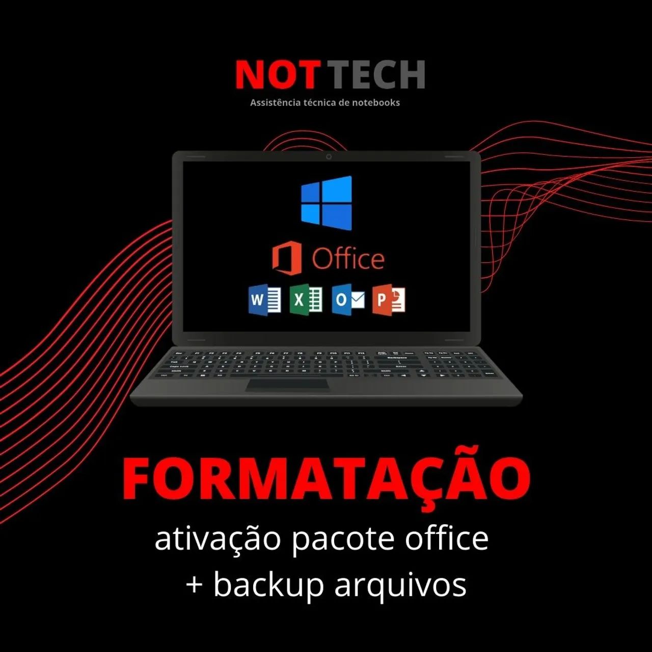 Formatação de notebook com pacote Office e backup de arquivos