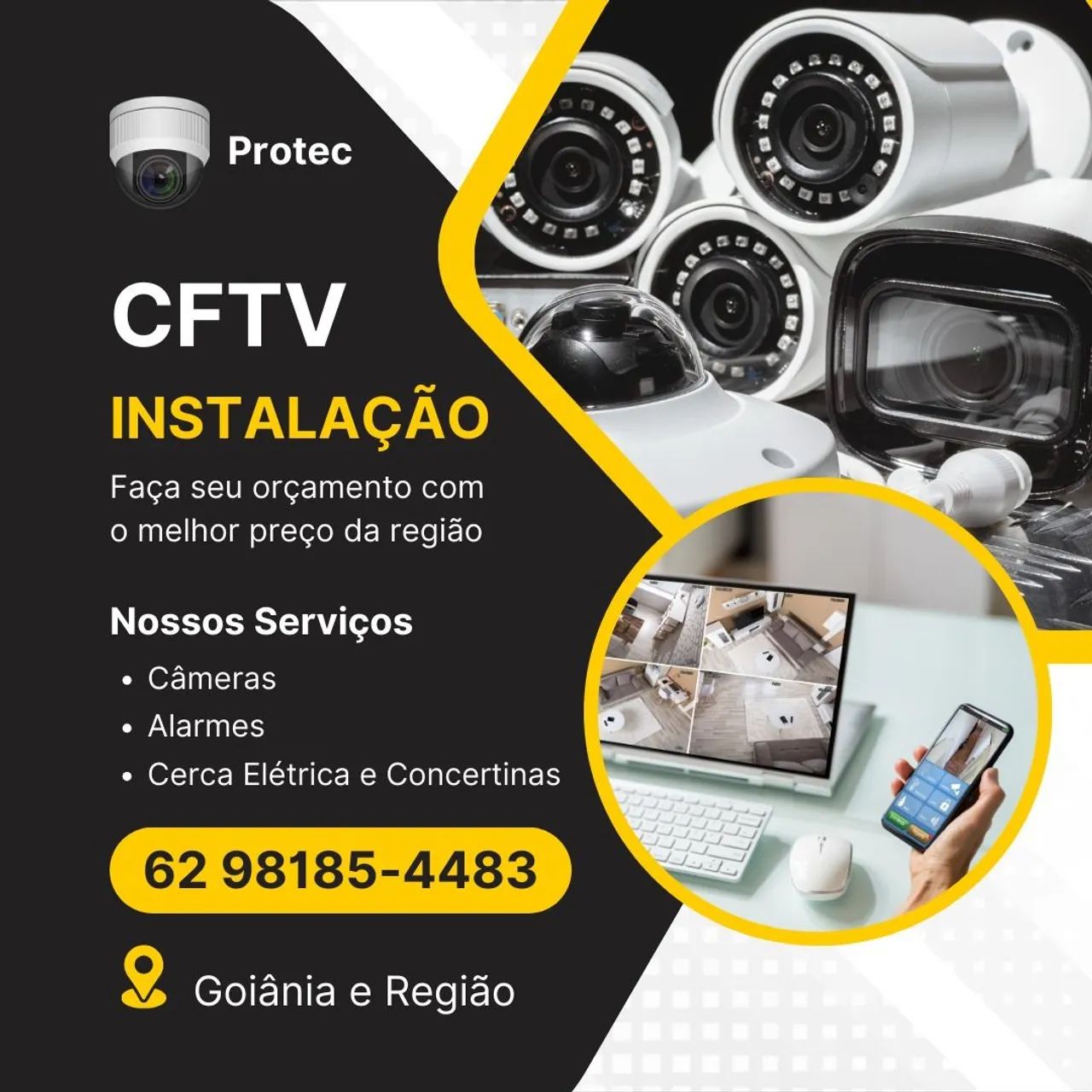 Instalação câmeras alarme e cerca