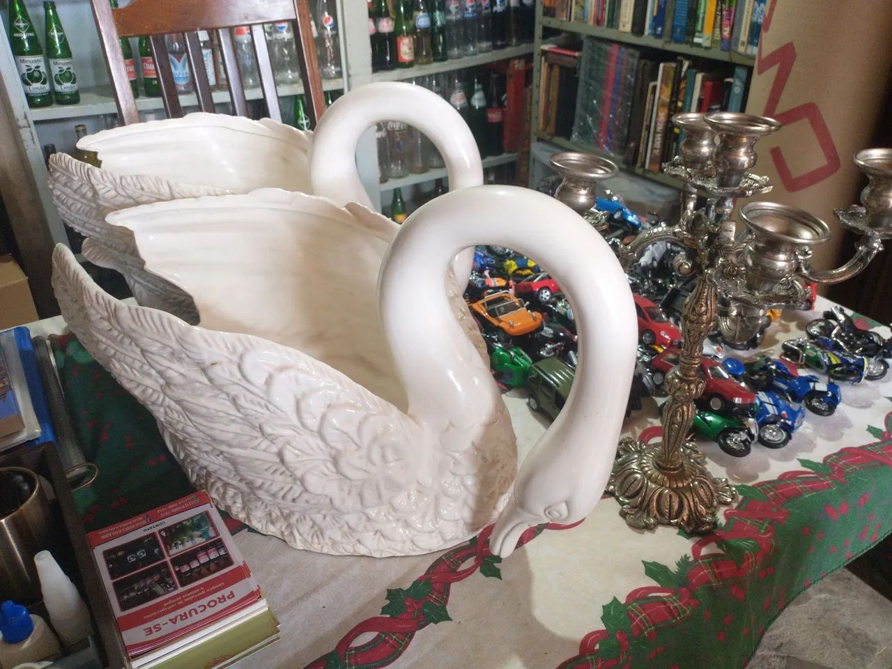 Cisnes Centro de Mesa Louça Antigos 