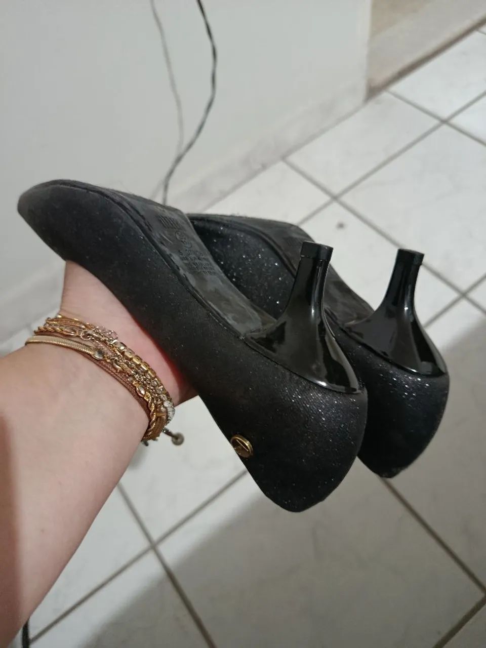 Scarpin Preto Glitter Vizzano - Foto 4