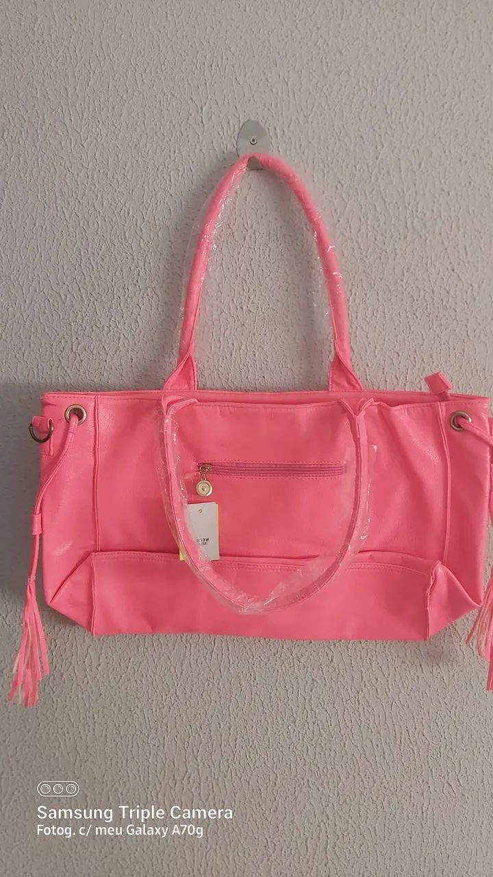 Bolsa Rosa Neon Nova . Courino - Foto 2