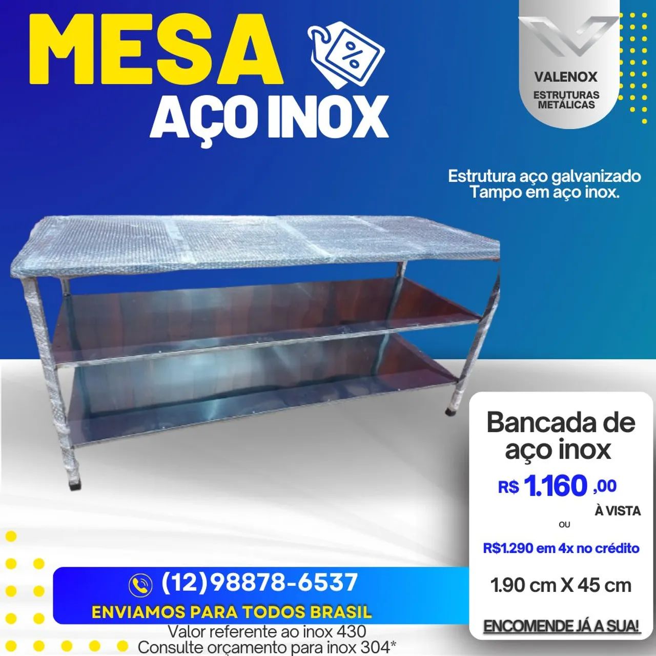 Mesa de inox com paneleiro nova  - Foto 4