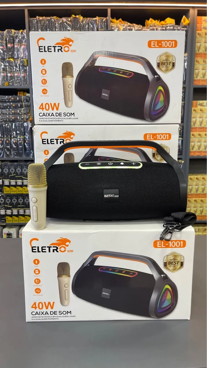 Caixa de Som Bluetooth Eletro 40W com Microfone - EL-1001