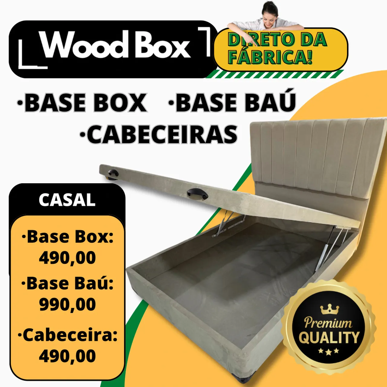 Cama Box Casal Wood Box