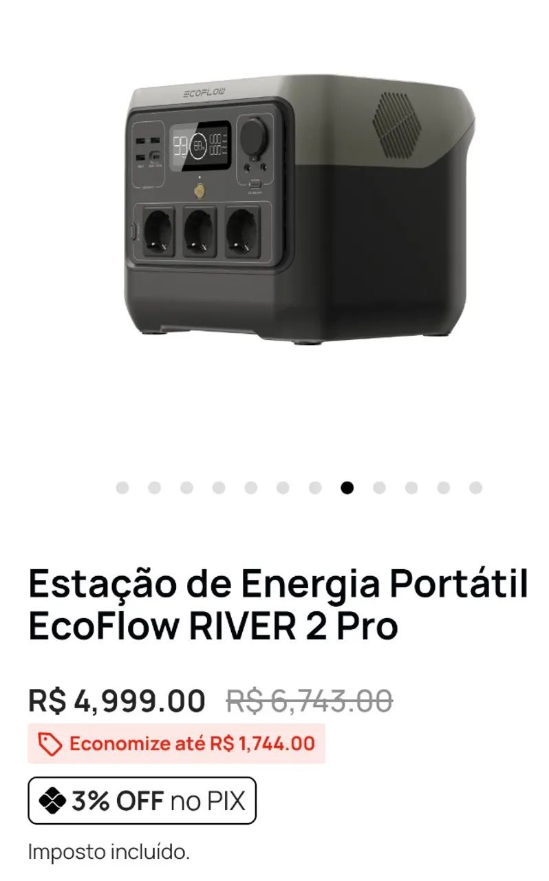 Estação de Energia Portátil EcoFlow RIVER 2 Pro - Foto 3