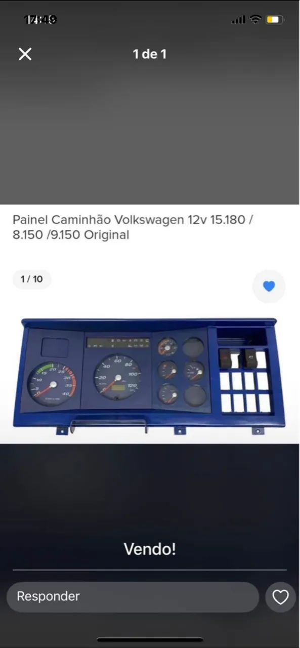 Painel Caminhão Volkswagen 12v 15.180/8.150/9.150 Original