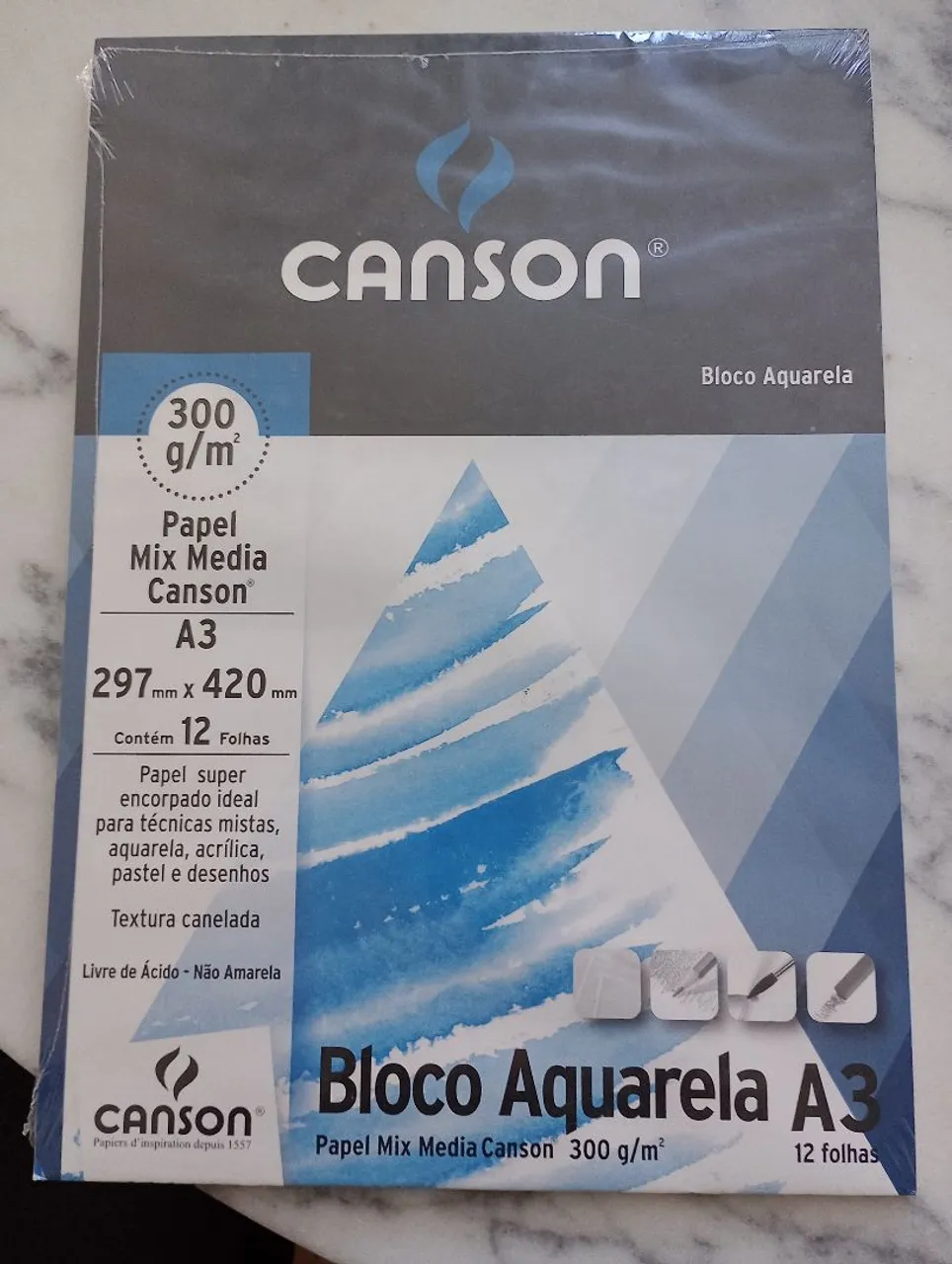 Bloco Aquarela Canson A3 300g/m² 12 Folhas