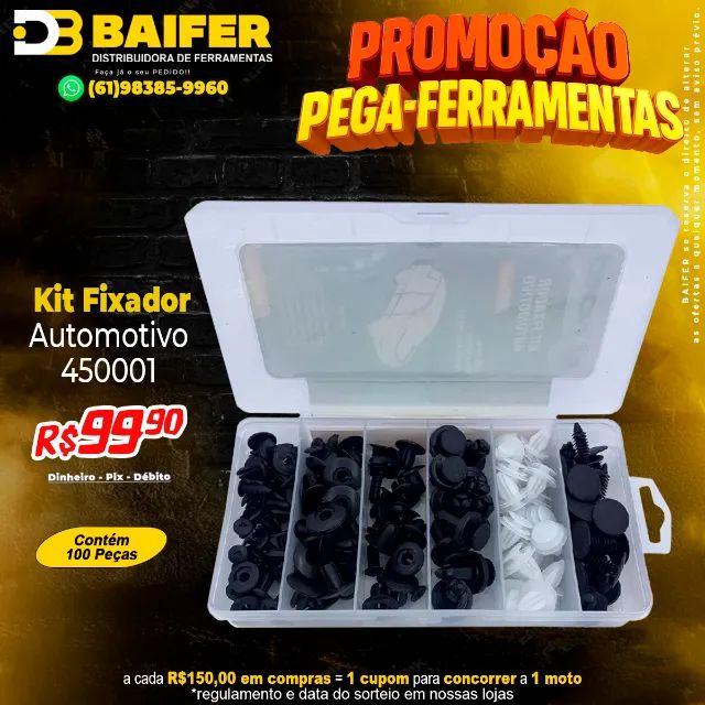 Kit Fixador Automotivo 100 Peças 450001 