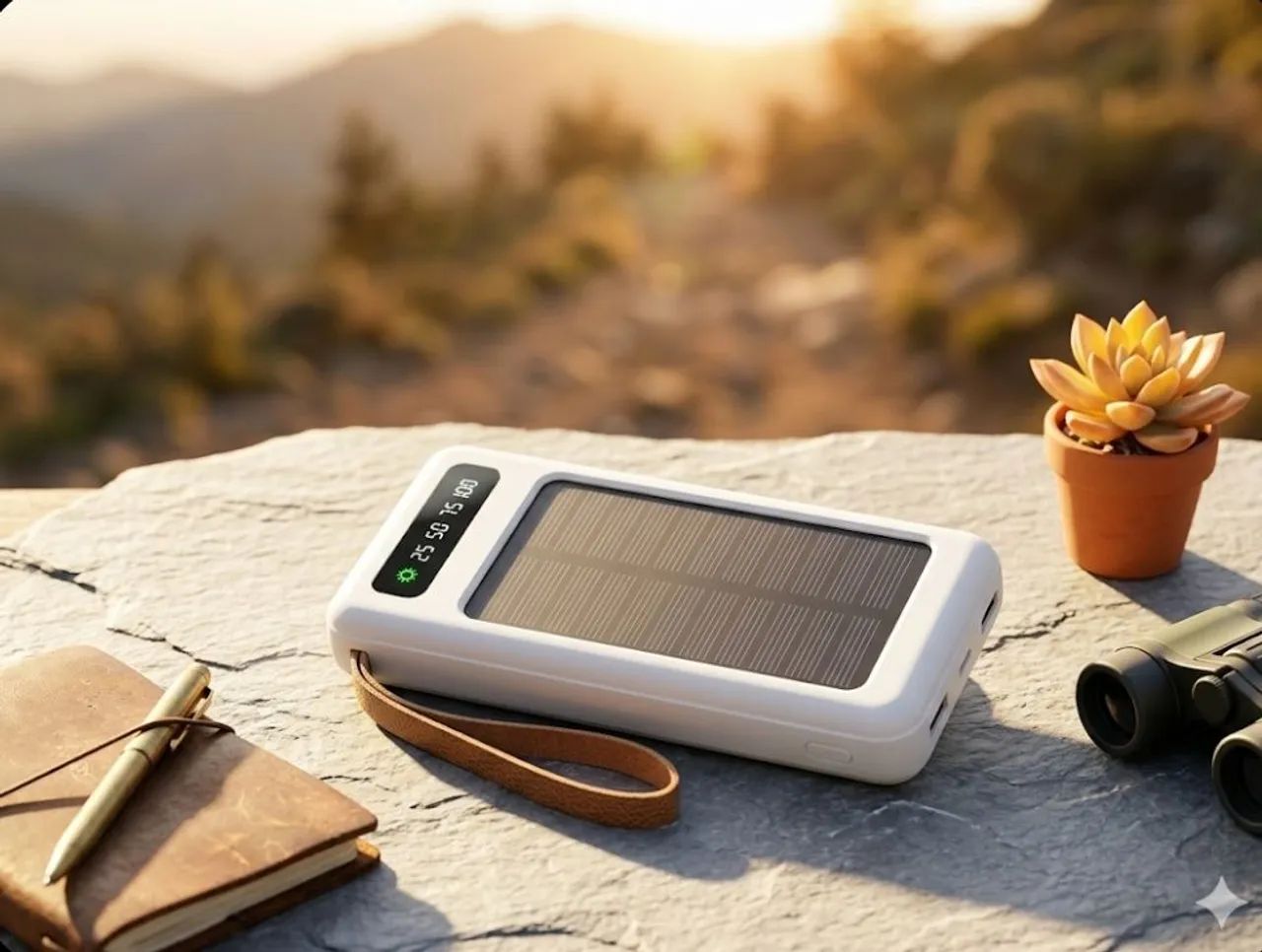 Power bank solar cor branca e preto 20000mhz