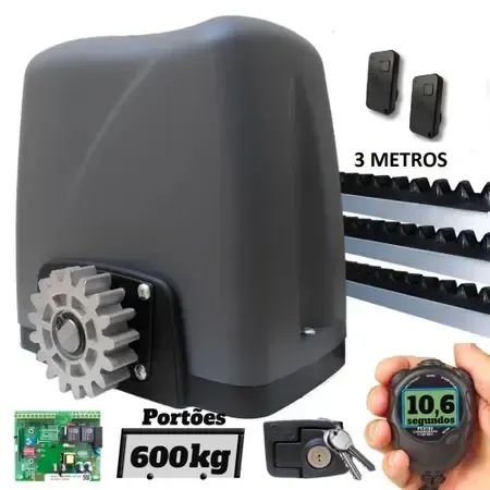 kit motor deslizante rossi dz 03 turbo 3mts de cremalheira + 02 controle