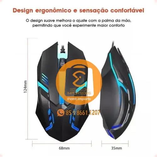 Mouse Gamer Com Led RGB 1200DPI Lehmox LEY-206 - Foto 5