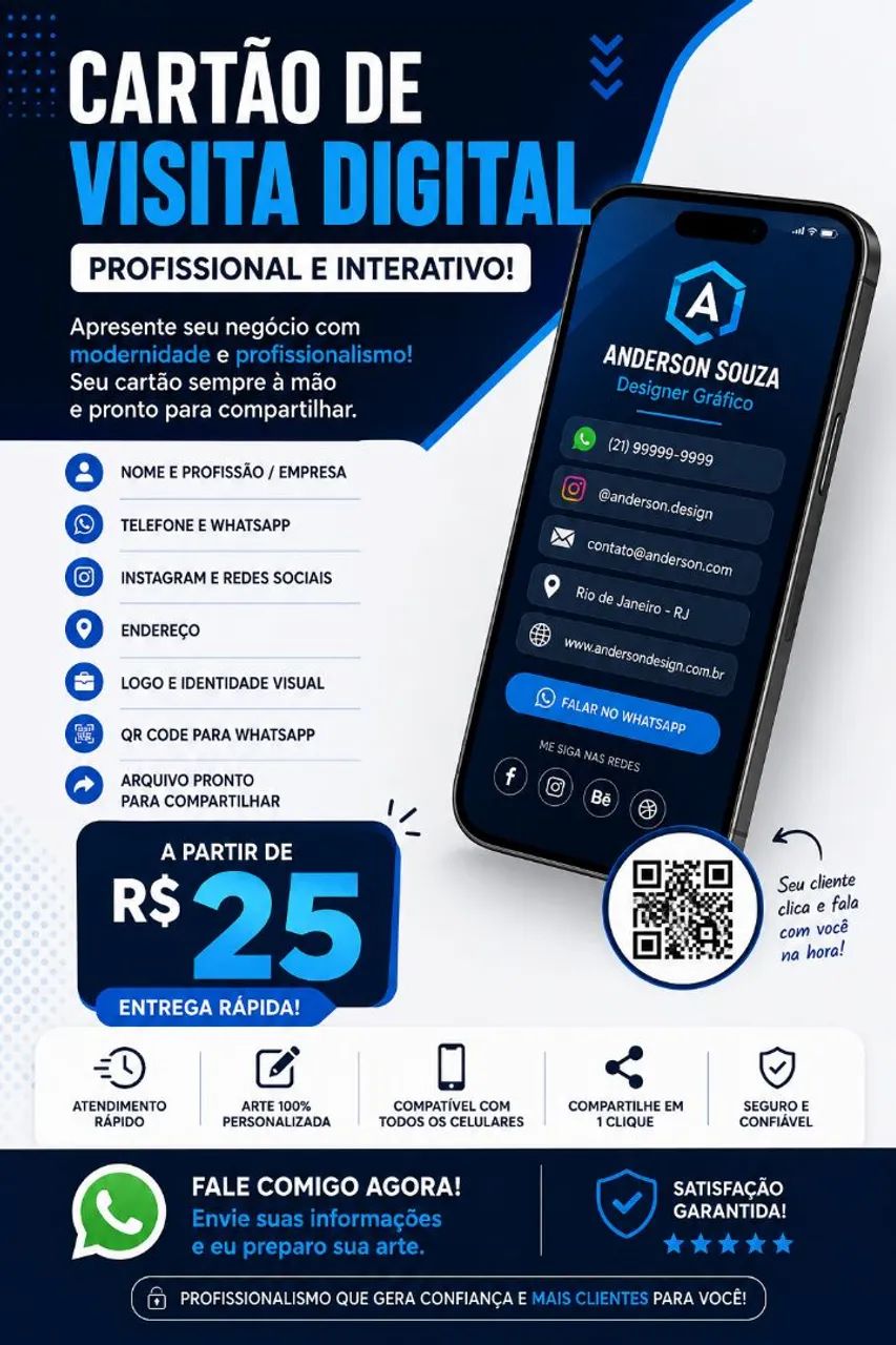 Cartão de Visita Digital Profissional | WhatsApp e Instagram<br>