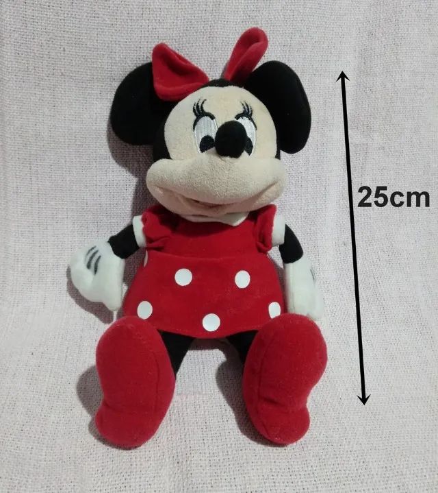 Boneca Pelúcia Minnie Mouse Disney Vestido Vermelho Usada - Foto 2