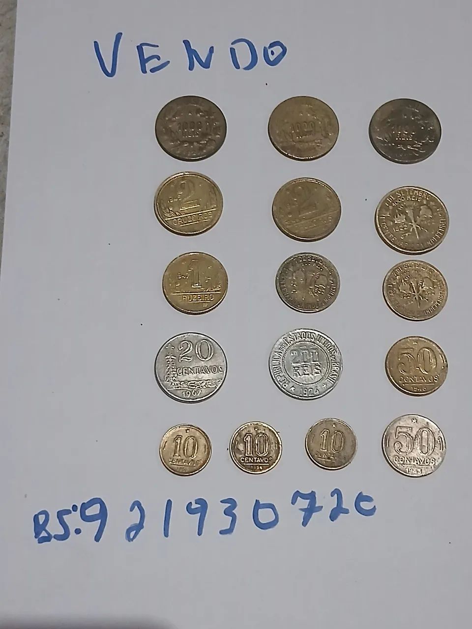 Moedas antigas para colecionador.
