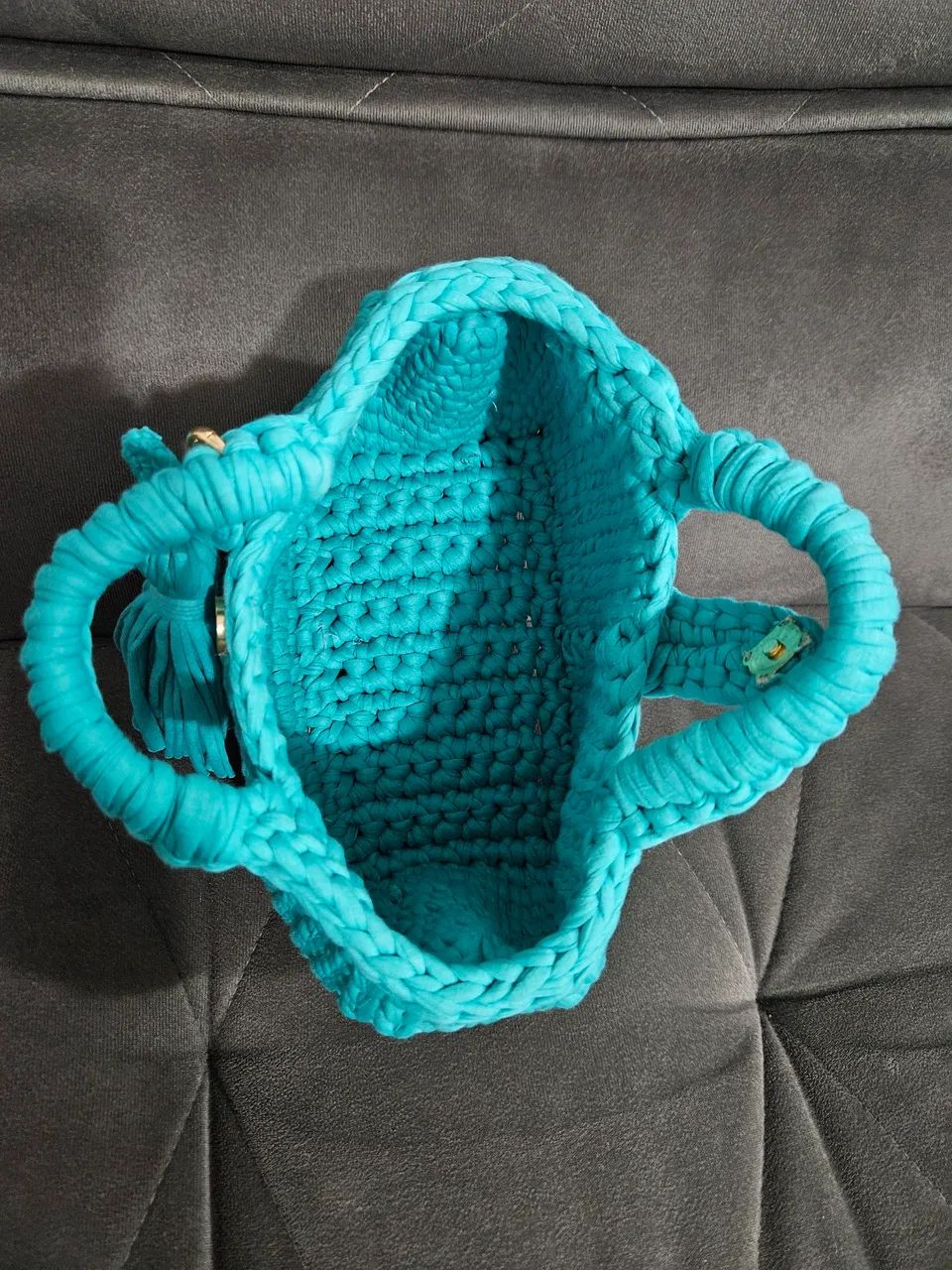 Bolsa de Crochê em Fio De Malha com Alças Estruturadas - Foto 2