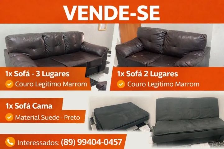 VENDE-SE SOFÁS DE COURO + SOFÁ CAMA