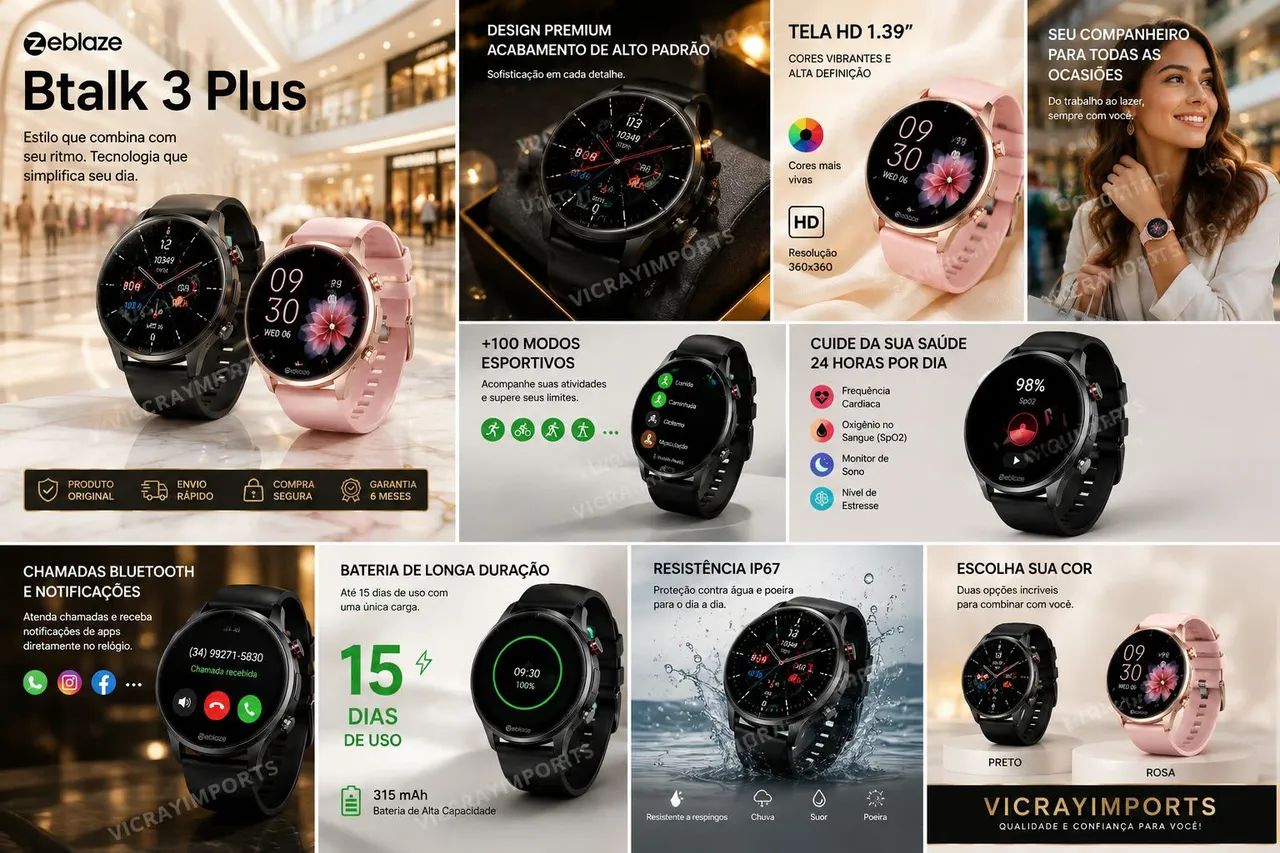 Relógio Smartwatch ZEBLAZE BTALK3 3  - Foto 2