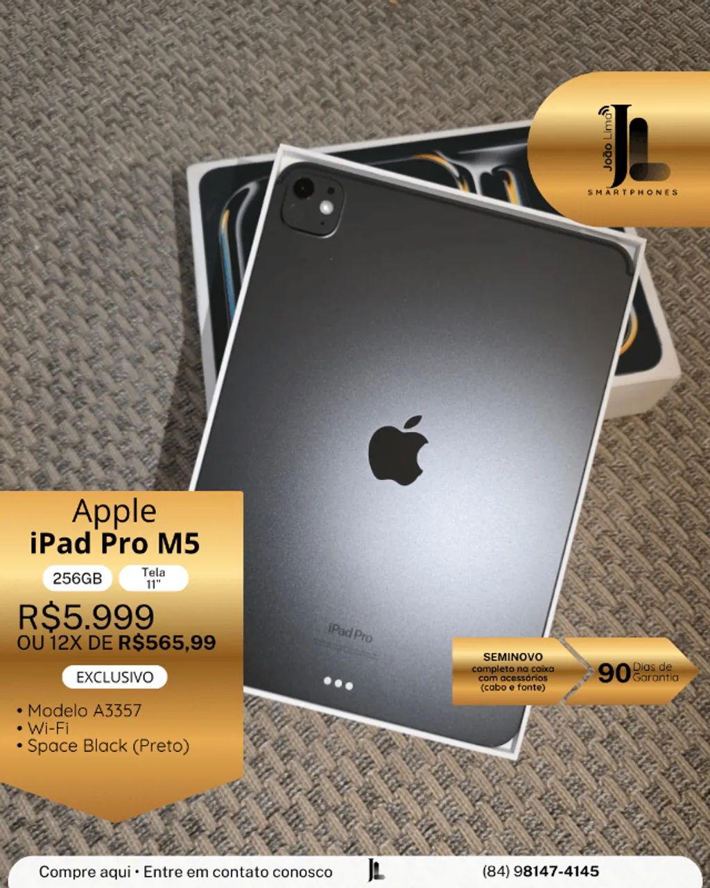 IPAD PRO M5, 256GB, TELA 11 POL., SEMINOVO, EXCLUSIVO! - Tablets e