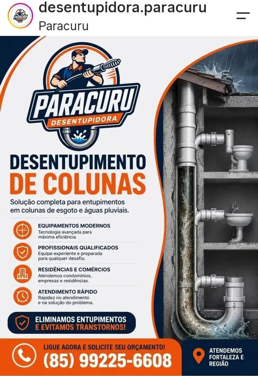 Serviços de desentupimento em Paracuru e regiões 