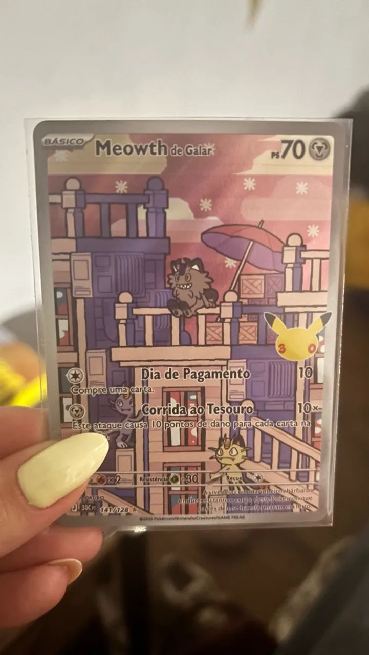 Meowth de galar (141/128) edição 30 anos