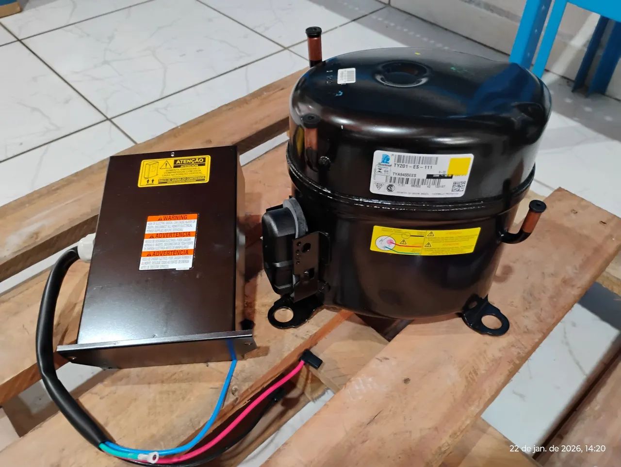 COMPRESSOR 1 HP MOD TYA9455EES R22 220V RESFRIADO TECUMSEK - Foto 3