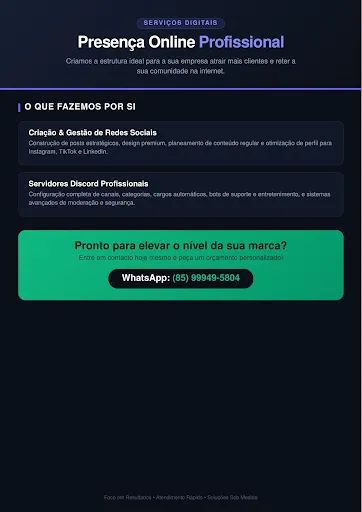 Criação de redes sociais e servidores discord