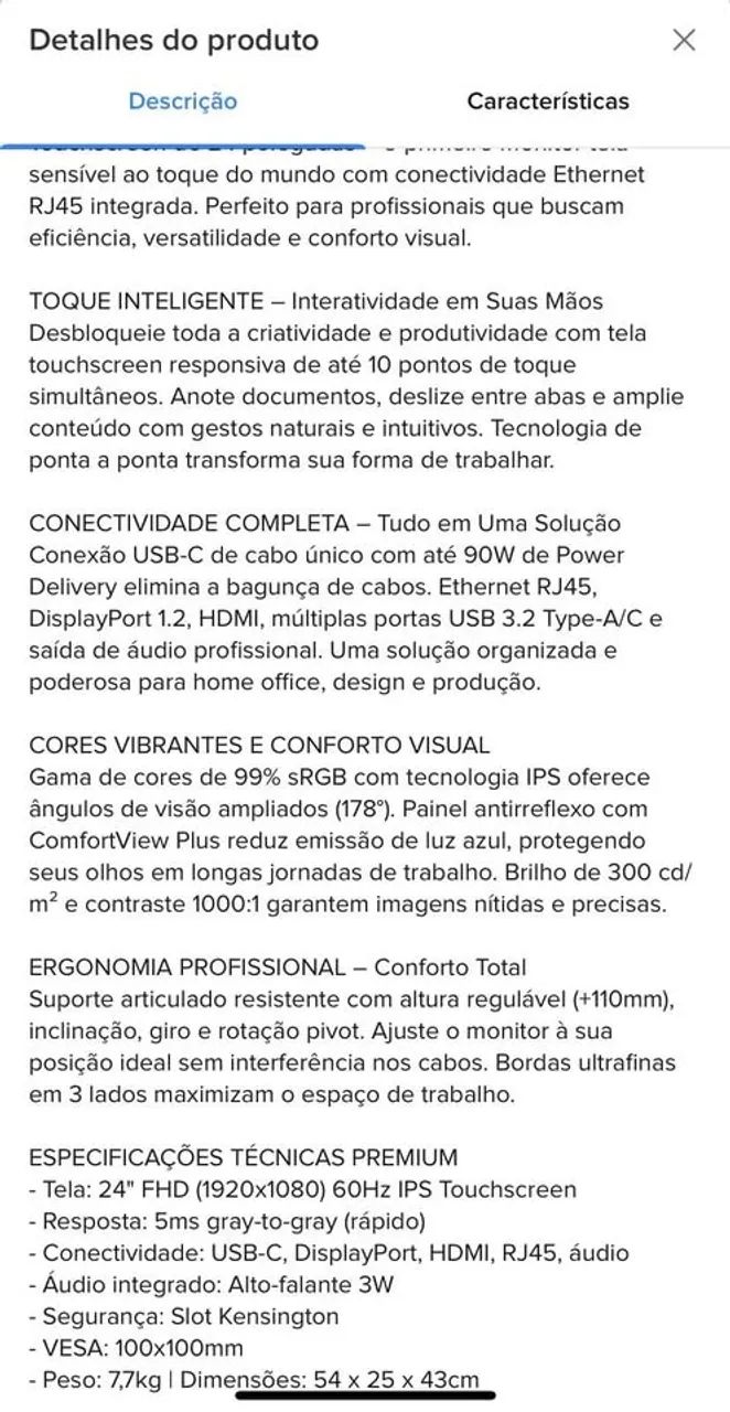 Monitor Dell P2424th Touch ips - Foto 4